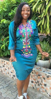 plain kitenge with embroidery