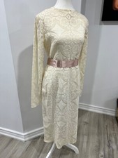 Vintage Dolce & Gabbana ivory Lace Dress with Pink Sash