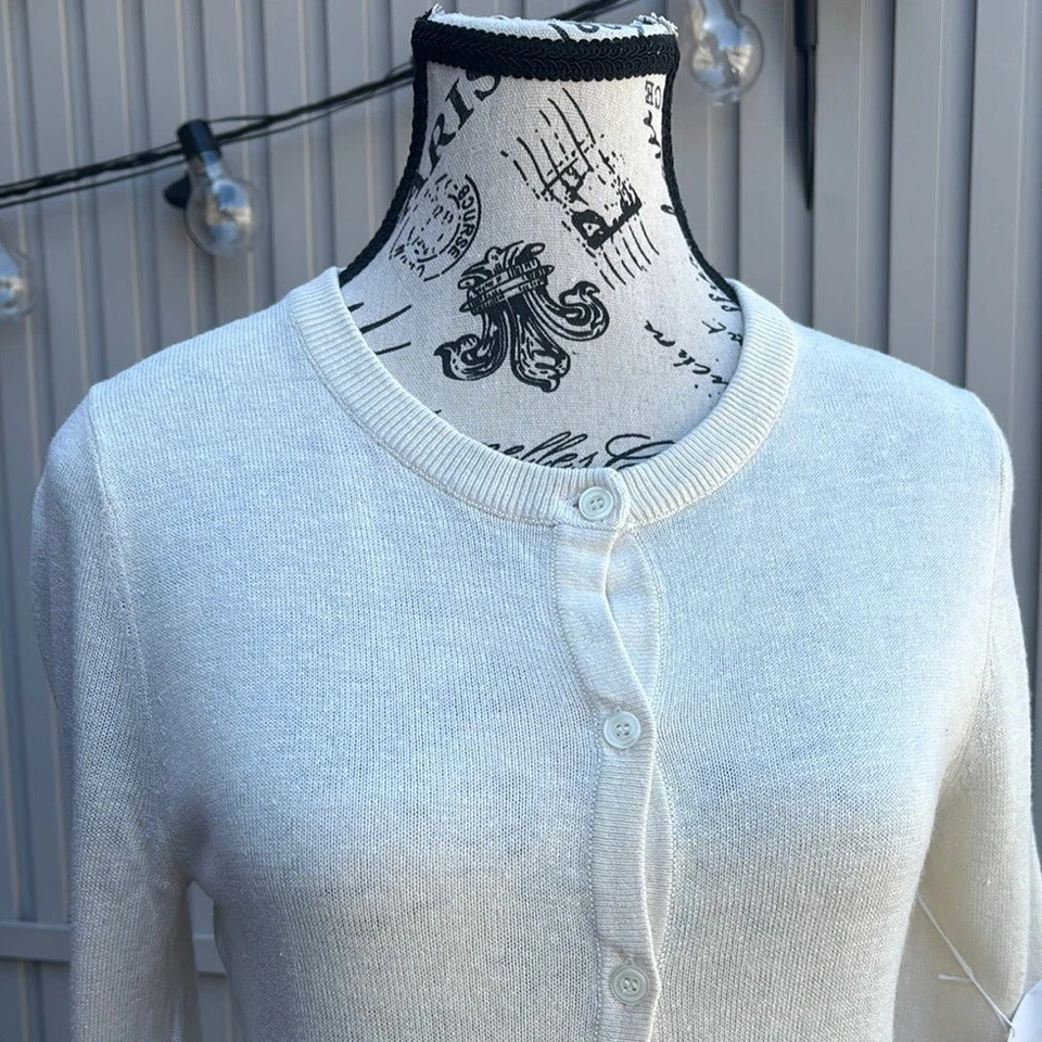 Cárdigan vintage de cachemir de seda crema Moda International para mujer Foto 4 de 4