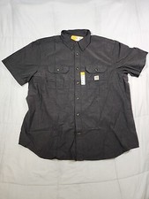 Size 2XL Tall Carhartt Loose Fit Short Sleeve Shirt 104369 Black Chambray NWT