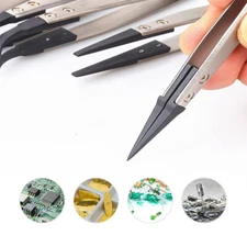 StainlessSteel Tweezer with Pointed Plastic Tip for Changing Watch Battery Hobby