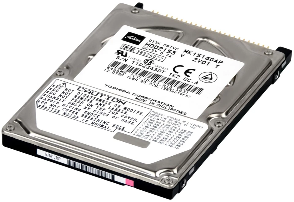 Hard Drive Toshiba MK1516GAP 15GB 4200U/Min 1MB Cache Pata / Ide / Ata 2.5' Inch - Image 2 of 3