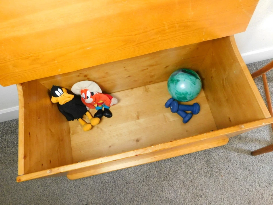 Caja de juguete de madera rústica para cabaña Lodge banco manta almacenamiento de ropa 31x24x17 Foto 4 de 4