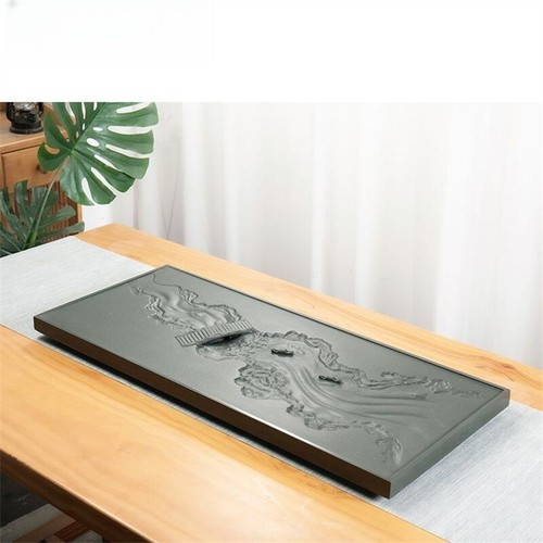 Wujinshi Tea Tray Green Stone Tea Table Sea of tea Embossed Drain Tea Tray - Picture 7 of 18