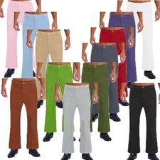 Men Pants Photo Bell-Bottomed Music Festival Flared Trousers 70s Pockets Retro