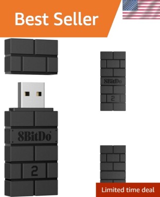 8bitdo Wireless USB Adapter 2 - Connect Xbox, PS5, Switch Pro Controllers Easily