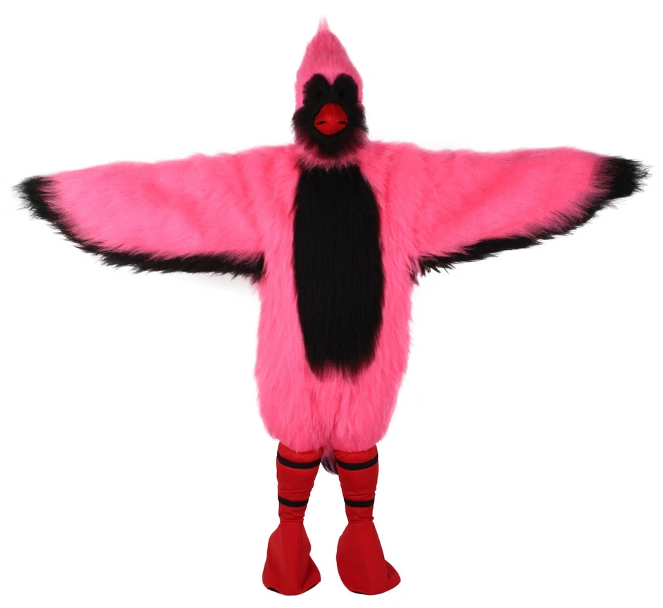 HPO Adult Unisex Furry Red & Black Cardinal Mascot Fur Suit Costume Bundle - Image 2 of 4