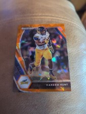 Kareem Hunt 2021 Panini Draft Picks Orange Cracked Ice Prizm Parallel #89
