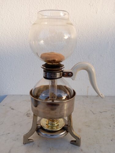 Cafetera al vacío Pyrex Silex de vidrio vintage con soporte y quemador de latón PAT de EE. UU. - Imagen 5 de 19