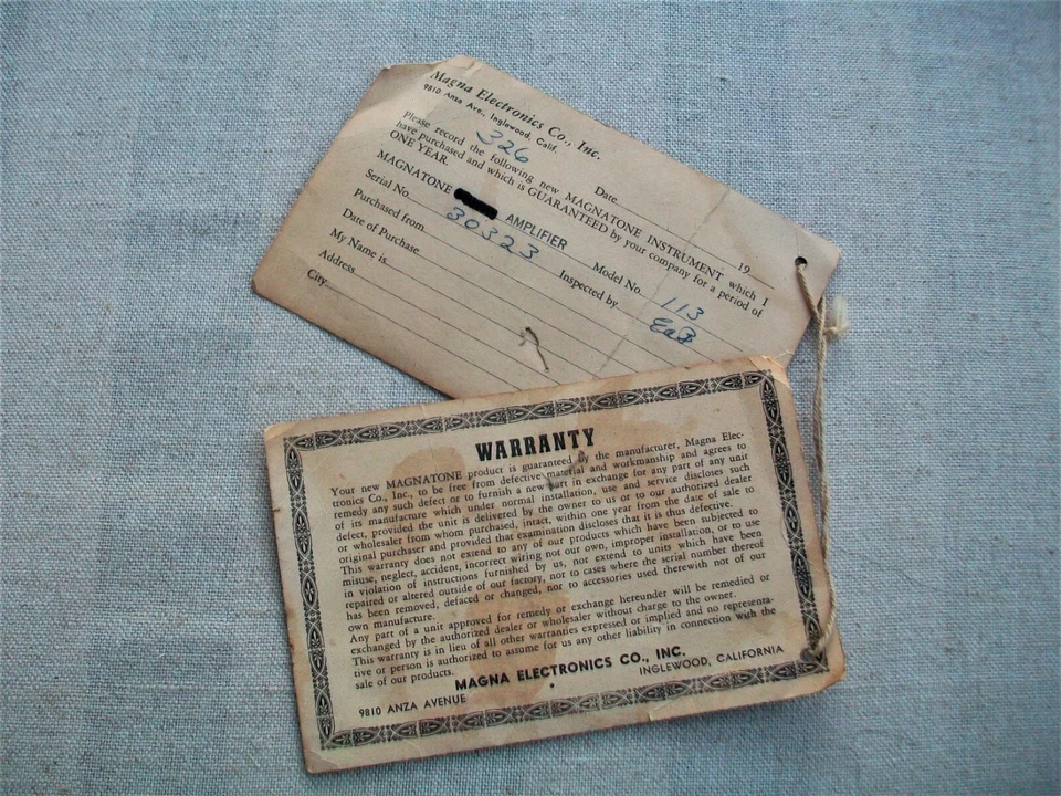 Amplificador Magnatone vintage principios de los años 50 garantía/esquema de cableado Foto 4 de 4