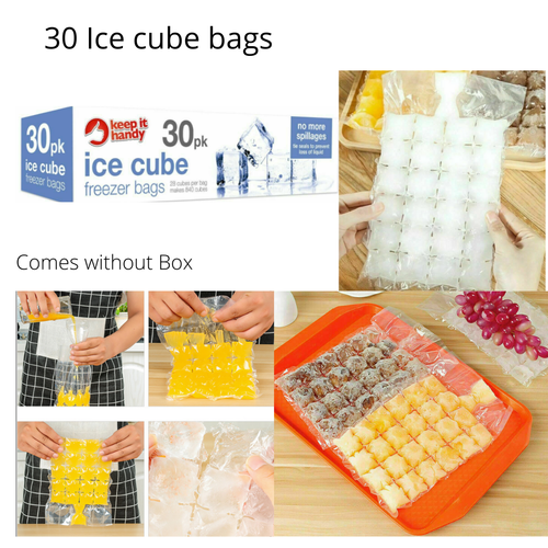 30 × Ice Cube Freezer Bags 840 Ice Cubes Maker Disposable Party Fridge