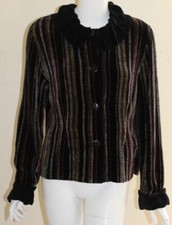 Fiber Artist Loominus Weavers Chenille Ruffle Handwoven Art-wear Rich Jacket M