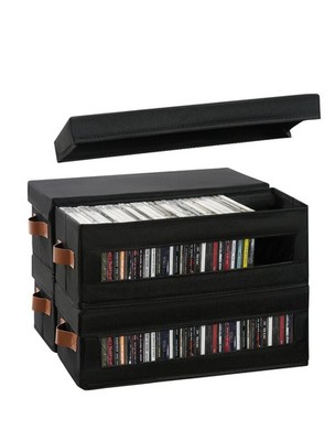 Coorganizer 4 Packungen CD Aufbewahrungsbox mit Sichtfenster, 4er Pack, schwarz 