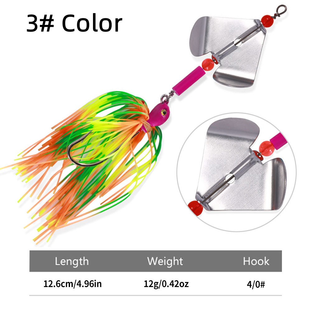 4PCS/Set 12g Blade Spinner Bait with Rubber Skirt Fish Buzzbait Fishing Lure Lot - Image 5