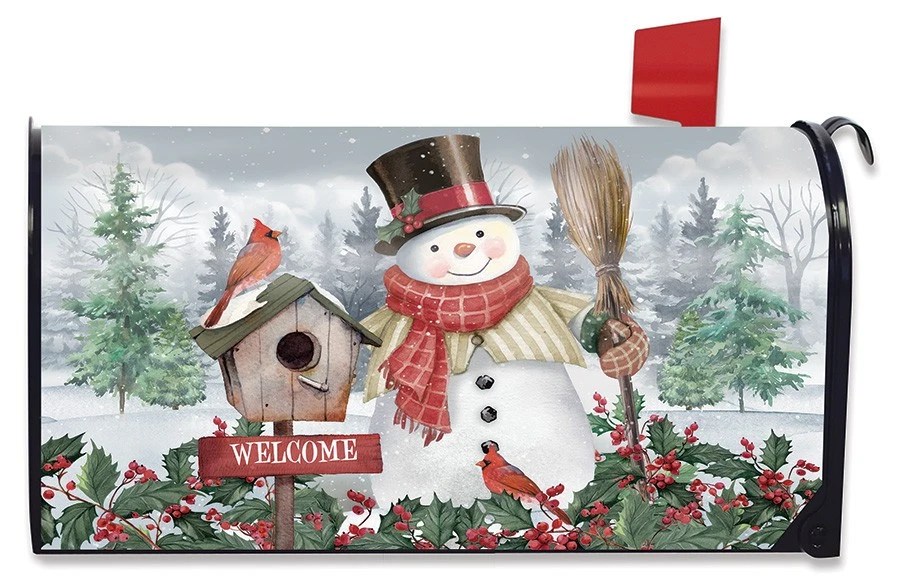 Jolly Snowman Welcome Winter Mailbox Cover - Thumbnail 3