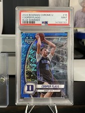 2024-25 Bowman Chrome U Cooper Flagg #16 Blue Shimmer /35 PSA Mint 9