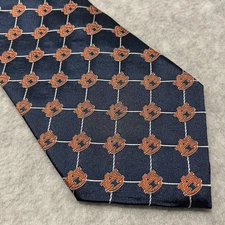 Auburn University Tigers Tie Navy Orange Repeating Logo Silk Eagles Wings