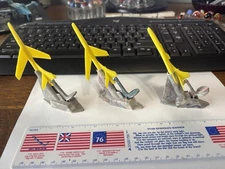 3 Vintage plastic Rocket and launcher- working condition 1960's 817-6