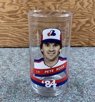 1984 Vintage PETE ROSE Montreal Expos MLB DRINKING GLASS TUMBLER 16 Ounce
