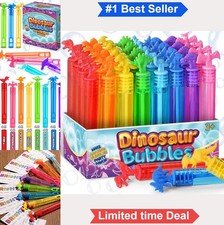 Dinosaur Bubble Wands 32 Pack 8 Styles Neon Party Favors Kid Pinata Filler