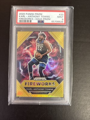 2020-21 Prizm Gold Prizm Fireworks #23 Karl Anthony Towns /10 NY Knicks Pop 1