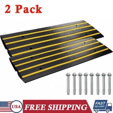 2pcs 48"x16"x2.5" Rubber Driveway Curb Ramps 33069 lbs Heavy Duty Loading Ramps