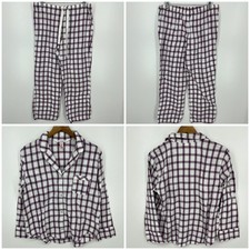 Victoria's Secret Pajama Set Women's L Pink Flannel Plaid Long Sleeve  Pants