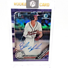 Braden Shewmake Topps 2019 Bowman Draft  Auto Purple /250 RC Braves CDA-BSH