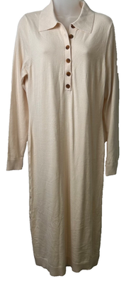 #ad NEW Anthropologie Sunday In Brooklyn 525 Sz L Maxi Cream Knit Long Sleeve A43 $34.99