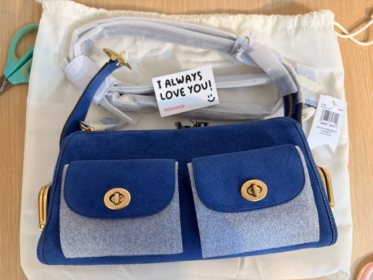 Coach Women's Suede Exterior Blue Bags & Handbags for Women for