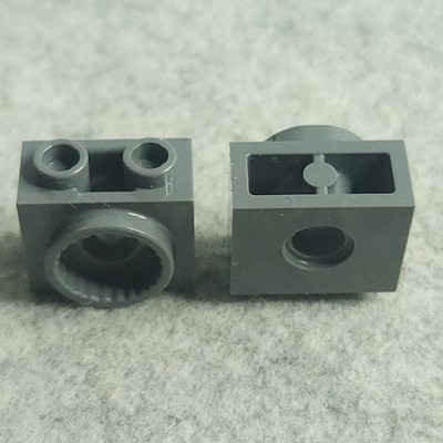 LEGO 80431 Technic Brick 1 x 2 with Rotation Joint Socket Dark Bluish Gray x2