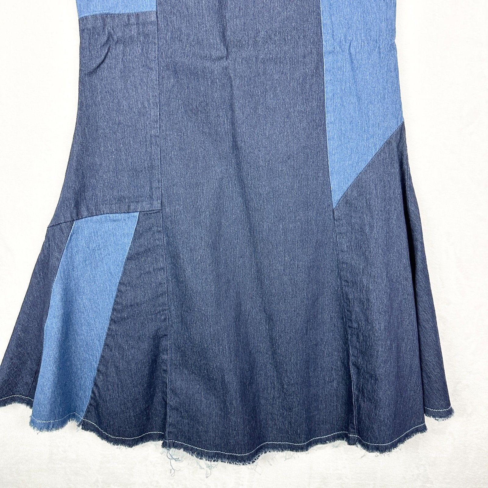 Touch Me Denim Patchwork Strapless Maxi Dress Siz… - image 5