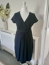 Boden Black Wrapover Bodice Empire Jersey Dress UK 14R