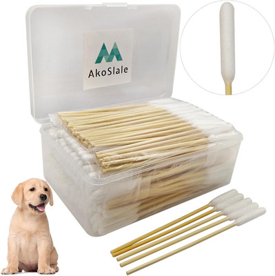 Dog Ear Cleaning Swabs 200 Count   6 Inch Extra Long Bamboo Cotton Swabs