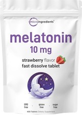 Melatonin 10mg Fast Dissolve Tabs Strawberry Flavor Natural Sleep Support 400ct