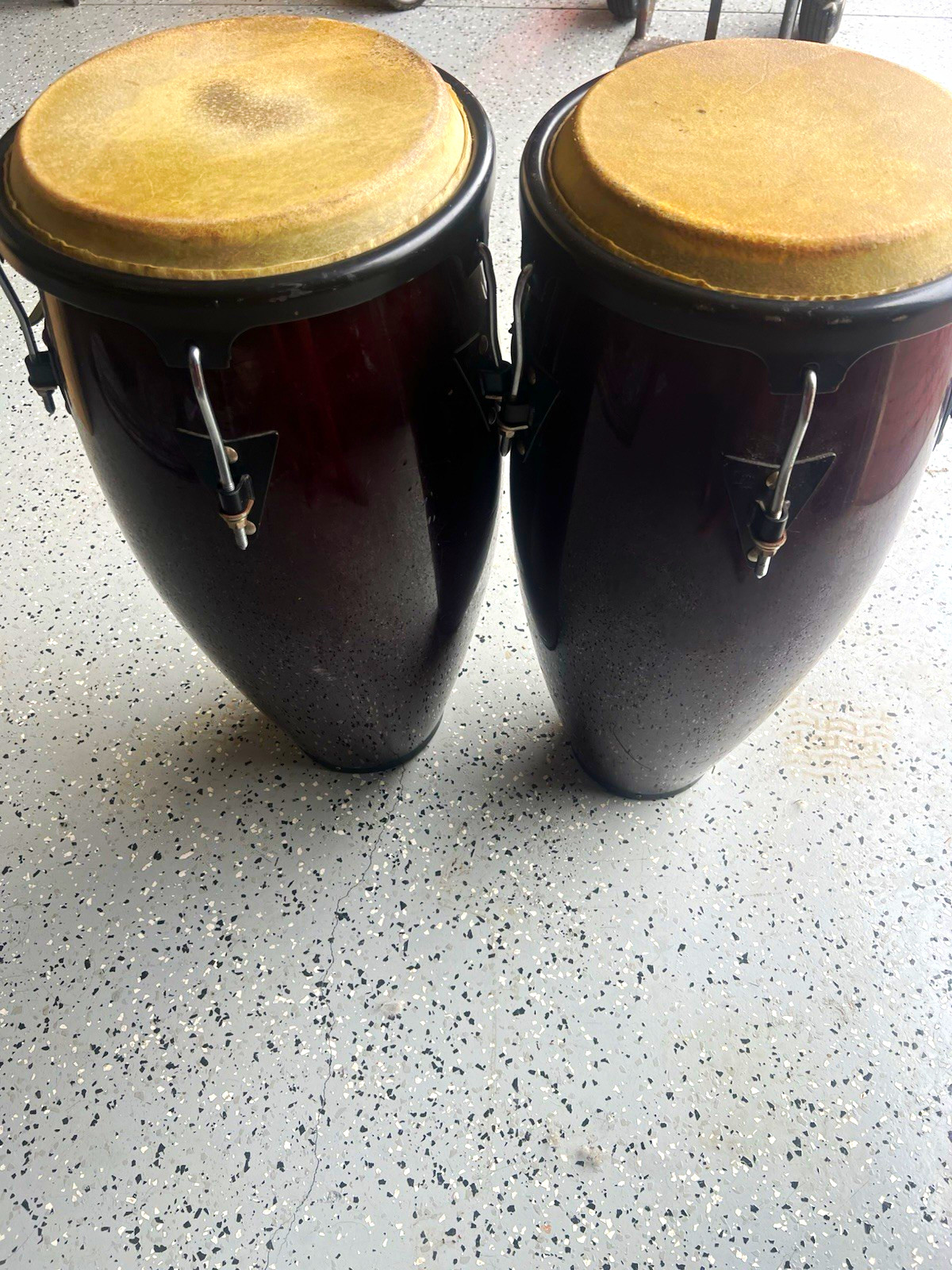 LP Conga Drums Pair 2-Piece Set Burgundy Red Finish w/ Brand Logo Shown