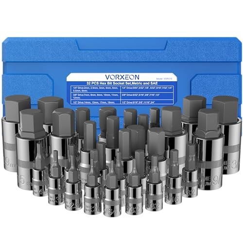 32Pcs SAE and Metric Allen Hex Bit Socket Set 2MM-19MM & 5/64” - 3/4”, 50BV30... - Picture 12 of 12