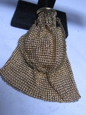Vintage Whiting Davis Gold Mesh Beggars Evening Bag Purse Expandable Gate Top