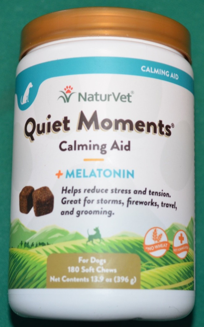 NaturVet Quiet Moments Plus Melatonin Calming Aid for Dogs 180ct Soft Chew 2028