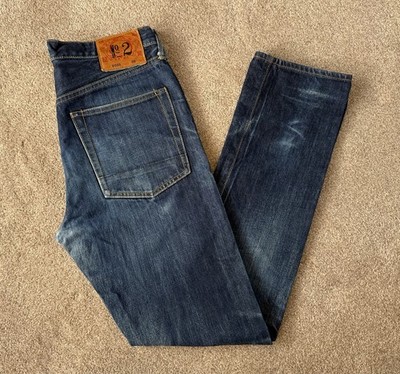 Evisu Heritage No 2 LOT 0005 Dark Wash Distressed Selvedge Jeans Herren W30/L32