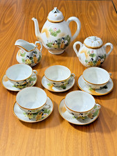 Japanese Kutani Style Porcelain Tea Set – 13 Pieces – Hand Painted Geisha