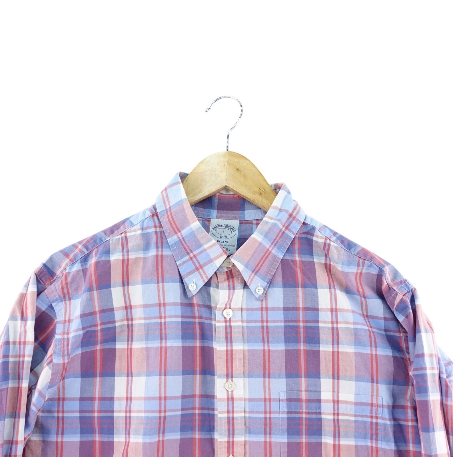 Brooks Brothers Regent Plaid Button Down Shirt Men's Size L Preppy Carrer
