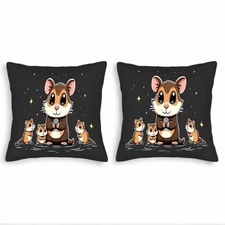 Set of 2 Throw Pillow Covers 18x18in - Cute Cartoon Design Perfect for Couch Bed