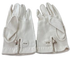 Vtg Made In Italy Children  s Sz2 Double Woven Cotton Pearl Formal Stretch Gloves