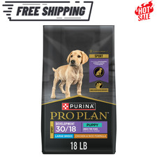 Purina Pro Plan Large Breed Puppy Food 18lb 30/18 Chicken Rice Protein 2.67 per pound