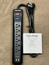 CyberPower CSP604U 6 Outlets w 2 USB Ports, Surge Protector 4FT Cord 1200J