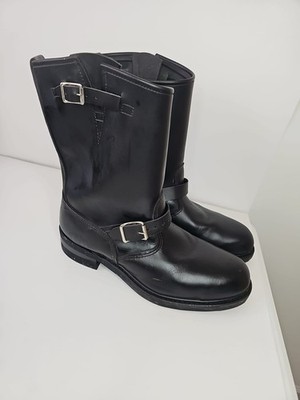 brahma  Black Leather Engineer Boots  Steel toe Buckle Pull On Men's Size 13