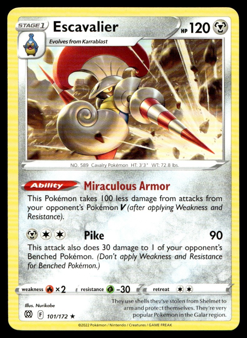 Escavalier 101/172 Rare Brilliant Stars Pokemon Moderately Played