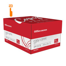 Office Depot Copy Print Paper, 8 1/2in. x 11in., 20 Lb, Bright White, White