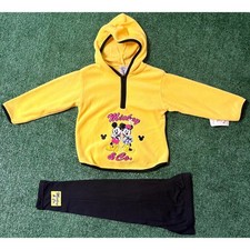 Vintage 90s Mickey  Co Hoodie  Pants Set Size S 4 Yellow Mickey  Minnie